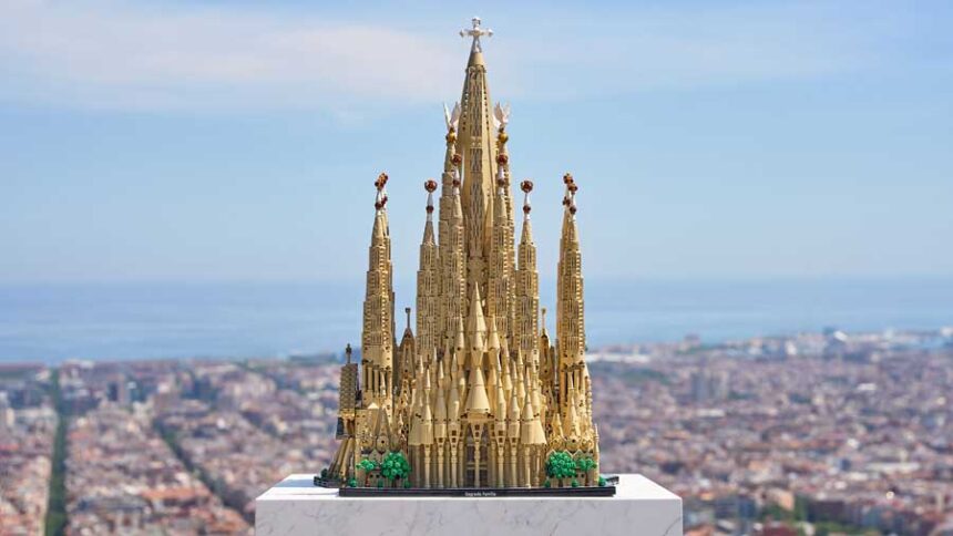 The Lego Sagrada Família will be available in November. (LEGO via CNN Newsource)
