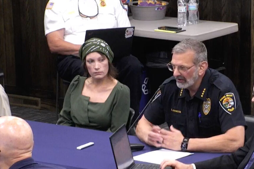 From left, Bonneville County Coroner Shante Sanchez and Idaho Falls Police Chief Bryce Johnson speak during an Idaho Falls City Council work session on Monday. | Courtesy of the City of Idaho Falls