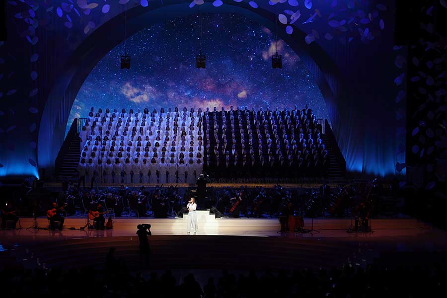 Soledad, a guest artist performing with the Tabernacle Choir at Temple Square, sings during the concert in Buenos Aires, Argentina, on Saturday, August 23, 2025. | The Church of Jesus Christ of Latter-day Saints 