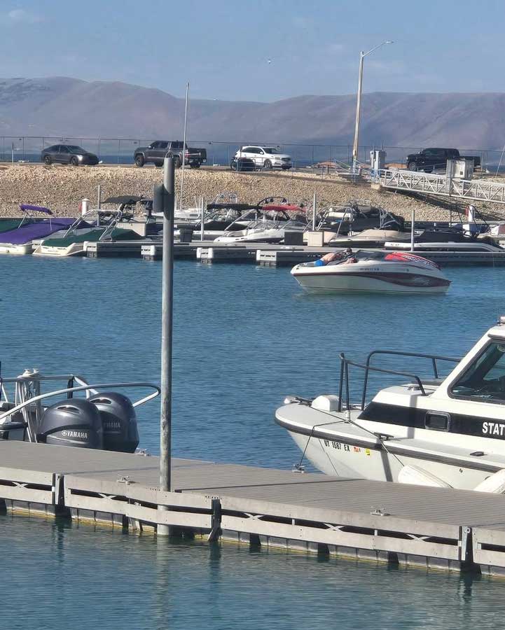 Law enforcement responds to a drowning on Bear Lake's Ideal Beach, Saturday, June 6, 2026, in Garden City, Utah.