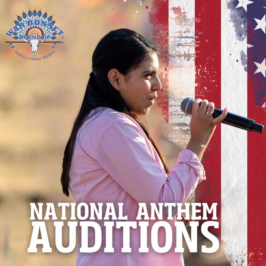 In this undated image, an unnamed woman auditions to sing the national anthem for the War Bonnet rodeo in Idaho Falls. (Courtesy City of Idaho Falls)