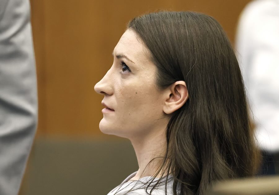 Lindsay Clancy attends day one of her murder trial, jury selection, on Monday at the Plymouth Superior Court in Plymouth, Mass. Clancy is charged with three counts of murder for the strangling deaths of her three children, ages 5, 3 and 8 months.