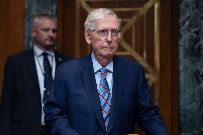 FILE - Sen. Mitch McConnell, R-Ky., arrives for a hearing at the Capitol in Washington, Tuesday, May 19, 2026.
