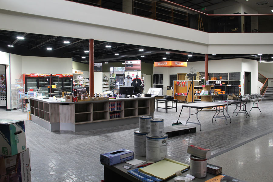 The building's lobby area near the front entrance.