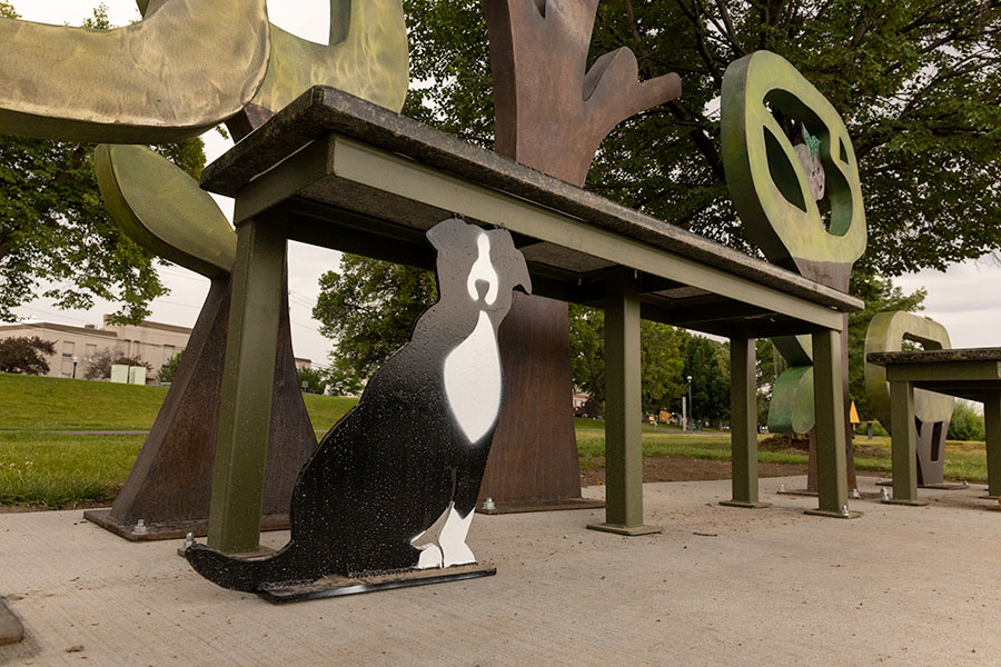 The new bench, dedicated to Carrie Getty Scheid, is part of an art program byu the Idaho Falls Art Council called, "Art You Can Sit On." | Daniel V. Ramirez, EastIdahoNews.com