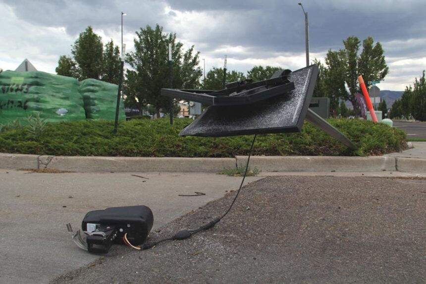 A knocked down Flock camera in Pocatello.
