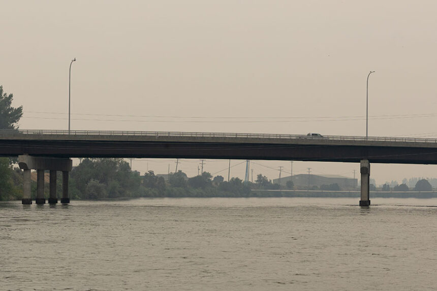 View of the Sunnyside Road Bridge on Monday as wildfire smoke traveled into eastern Idaho from parts of Oregon, Nevada and western Idaho. | Daniel V. Ramirez, EastIdahoNews.com