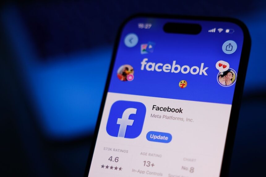 The Facebook app seen on a smartphone.