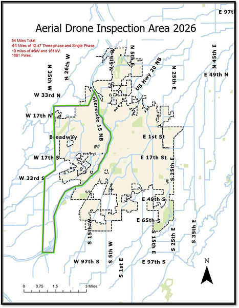 A map of the area the drone will be flying for phase one. | Idaho Falls Power