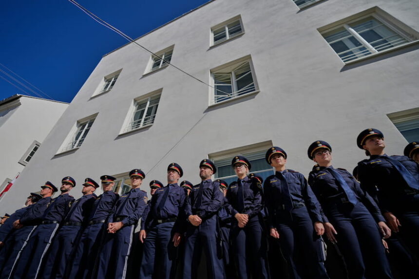 Austrian police next to new police station