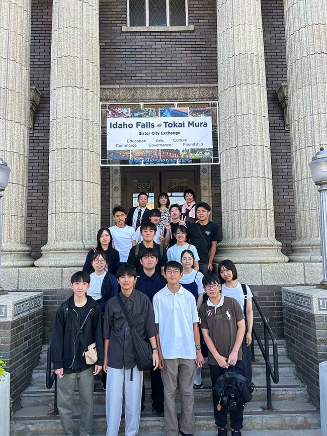 Student delegates from Tokai-Mura, Japan, pose for a photo on the steps of Idaho Falls City Hall on Thursday. | Courtesy Haylie Egbert