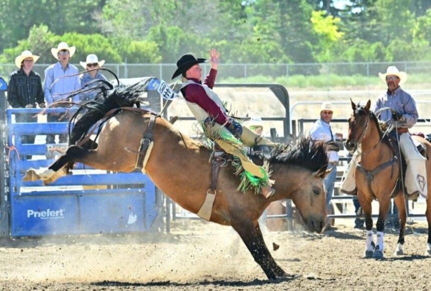 Ryder Wallace competes in bareback riding. | Western Edge Photography via Wallace family.