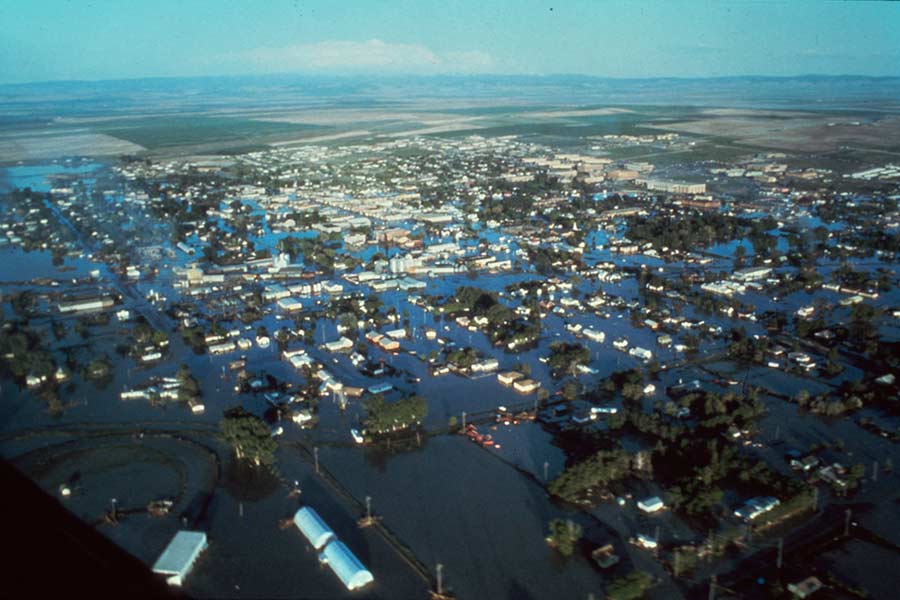 Aerial view of the Teton flood in Rexburg on June 5, 1976. | Courtesy Brigham Young University-Idaho