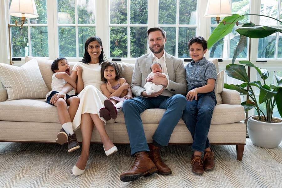 Vance family with new baby