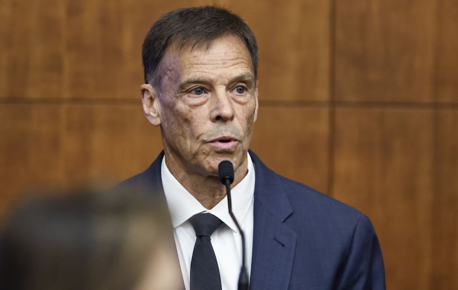 Dr. David Casavant, of Boston Children's Hospital treated Callan Clancy after the 8-month-old was found strangled with an exercise band. Casavant testified at the murder trial for the boy's mother, Lindsay Clancy, at the Plymouth Superior Court, Monday, Aug. 3, 2026, in Plymouth, Mass.