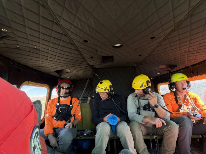 Shaun Mackelprong in the helicopter after being rescued. | Courtesy of the Sublette County Sheriff's Office