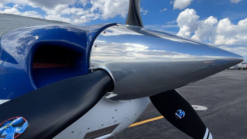 Clouds reflect on a propeller of a small plane at the Bear Lake County Airport. - Todd Kunz, KSL