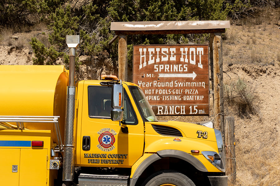 A water tanker from Madison County Fire Department heading towards the Big Rock Fire burning near Heise Hot Springs. | Daniel V. Ramirez, EastIdahoNews.com