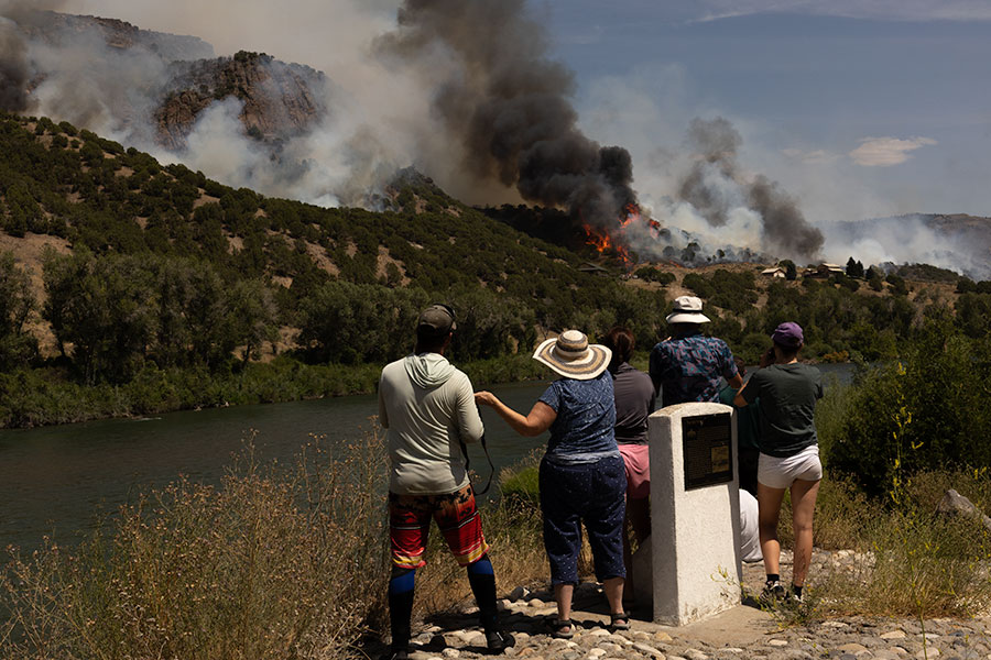 Community members watching as the Big Rock fire grows near Heise Hot Springs on Saturday afternoon. | Daniel V. Ramirez, EastIdahoNews.com