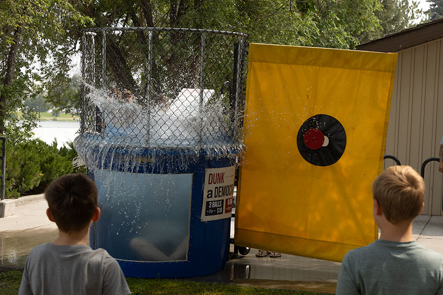 Local children had a ball while throwing at a dunk tank that would "Dunk a Democrat." | Daniel V. Ramirez, EastIdahoNews.com