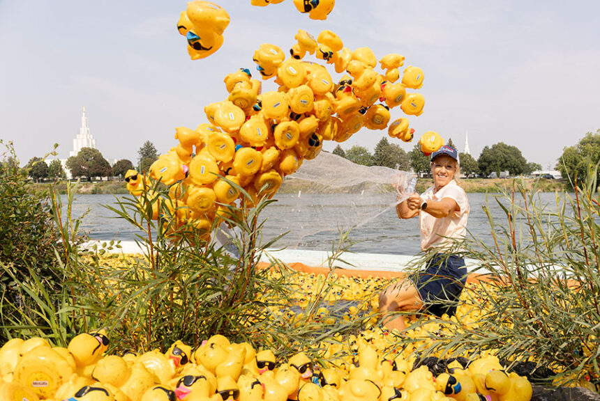 During the 35th annual Duck Race, 30,000 ducks were dumped into the Snake River. Idaho Falls Mayor Lisa Burtenshaw and other local residents helped to clean up the ducks. | Daniel V. Ramirez, EastIdahoNews.com