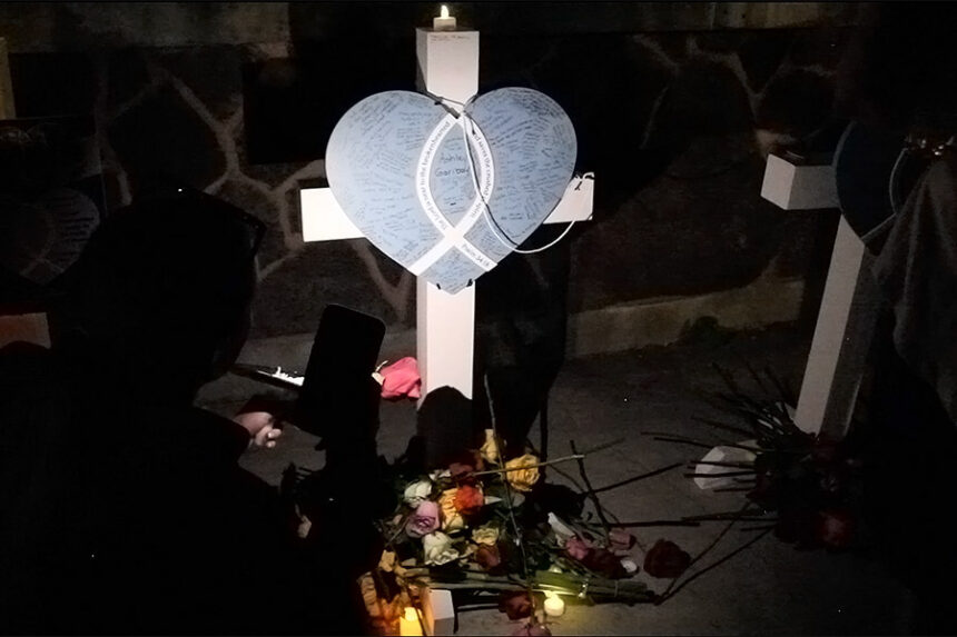 A memorial to the victims of the In-N-Out shooting.