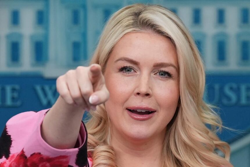White House press secretary Karoline Leavitt points to a reporter to ask a question in the James Brady Press Briefing Room at the White House, March 30, 2026, in Washington. | Alex Brandon, Associated Press