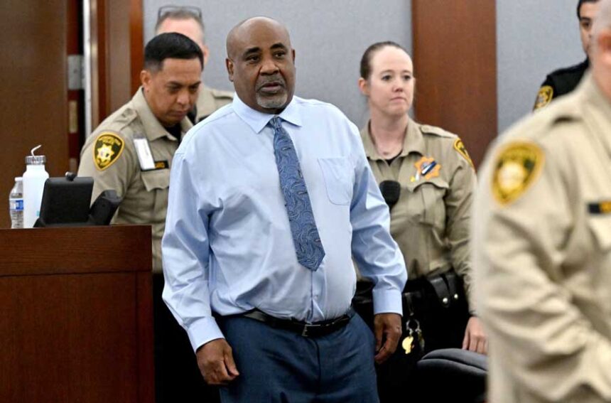 Duane Davis arrives for the first day of jury selection in his murder trial related to the 1996 killing of rapper Tupac Shakur at Clark County District Court's Regional Justice Center in Las Vegas, Nevada, on Monday, Aug. 10, 2026. The trial of a former gang leader accused of orchestrating the murder of rapper Tupac Shakur finally began on Aug. 10, 30 years after one of America's most high-profile unresolved killings.