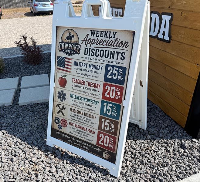 The weekly discounts at Cowpoke Coffee. | Kaitlyn Hart, EastIdahoNews.com