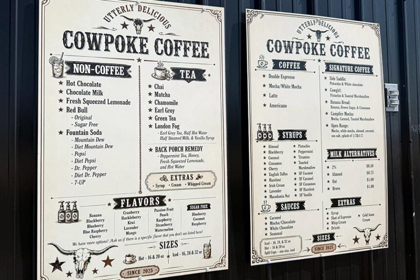 The menu at Cowpoke Coffee. | Kaitlyn Hart, EastIdahoNews.com