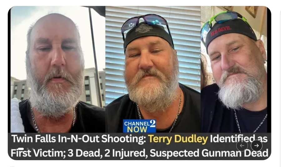 Undated images of North Star Taxi driver Terry Dudley are shown on a fundraising webpage organized to help him and other victims of the mass shooting in Twin Falls on Saturday, Aug. 1, 2026.