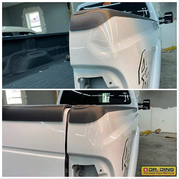 Dent repair before and after | Courtesy Payden Smith