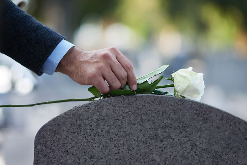 rose on headstone