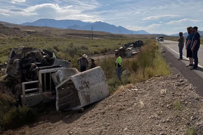 Semi-truck crash near Challis. | Courtesy of Christin Lynn Rausch
