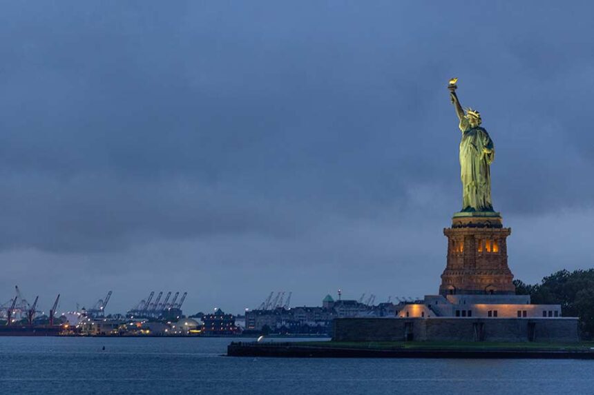 The Statue of Liberty seen from the Staten Island Ferry, New York, July 22. Mandatory Credit: Andrew Lichtenstein/Corbis News/Corbis via Getty Images via CNN Newsource