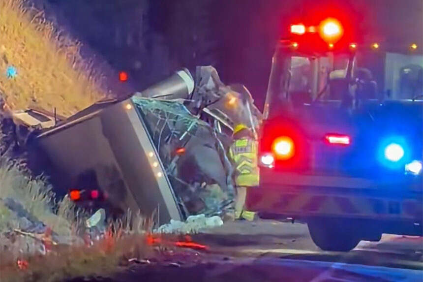 A screenshot from a video of a crash on the Teton Pass on Monday night. | Courtesy of John Pansewicz