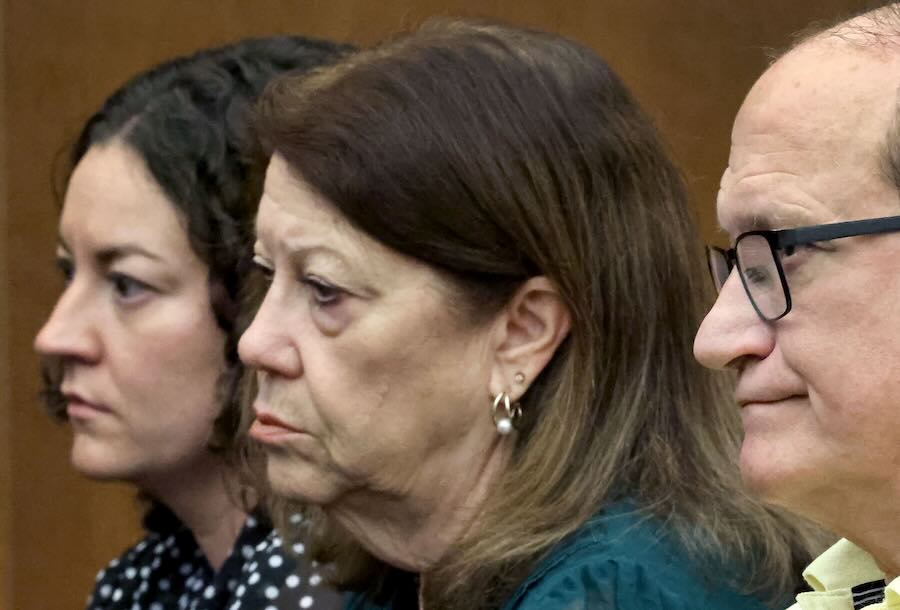 Left to right: Allison Ozga, Paula and Mike Musgrove -- Lindsay Clancy's sister and parents -- listen to Judge William Sullivan ask the jury to go back to deliberations on Tuesday, Sept. 1, 2026, at the Plymouth Superior Court in Plymouth, Mass.