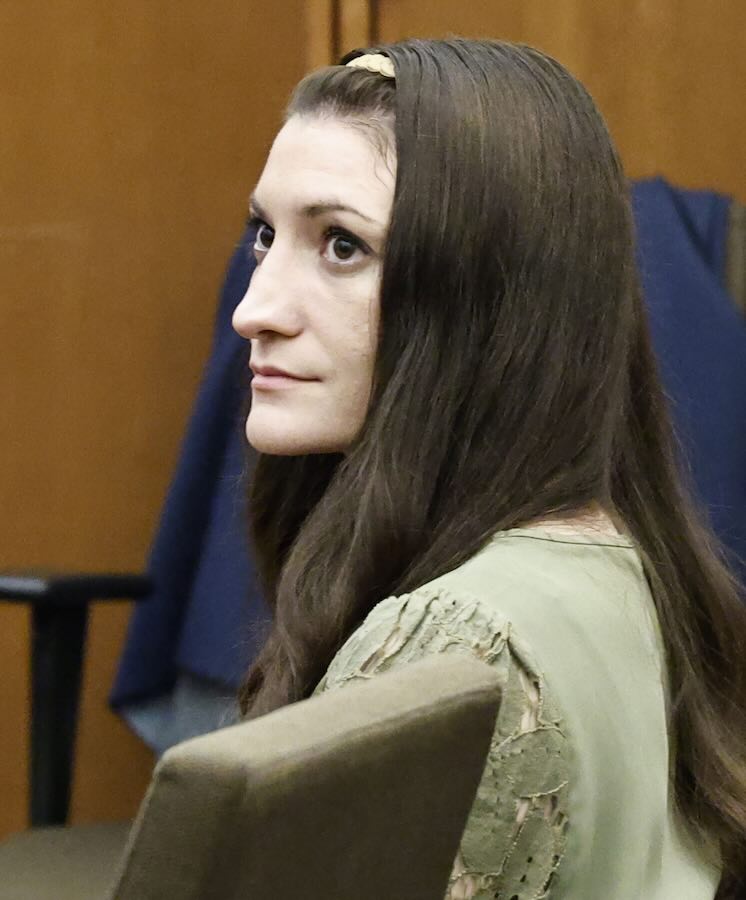 Accused murderer Lindsay Clancy watches jurors enter the courtroom, Tuesday, Sept. 1, 2026, at the Plymouth Superior Court in Plymouth, Mass.