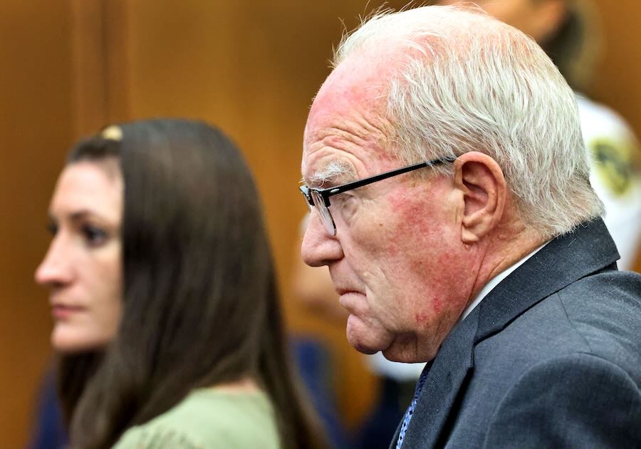 Defense attorney Kevin Reddington and his client, Lindsay Clancy, left, listen to Judge William Sullivan as jurors to come back into the courtroom on Tuesday, Sept. 1, 2026, after sending a note to the judge to say they are unable to reach a verdict. Sullivan asked them to go back to deliberations and try to come to a consensus.