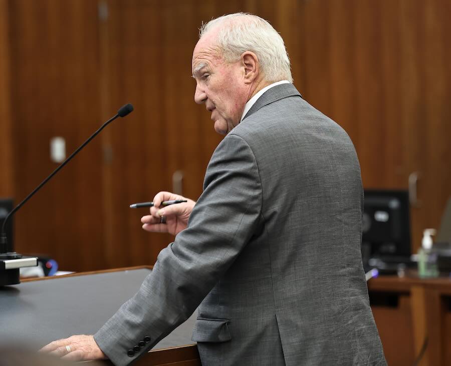 Defense attorney Kevin Reddington argues his opposition to the new jury instructions given on Thursday, Sept. 3, 2026, Day 6 of deliberations in Lindsay Clancy's triple-murder trial at the Plymouth Superior Court in Plymouth, Mass.