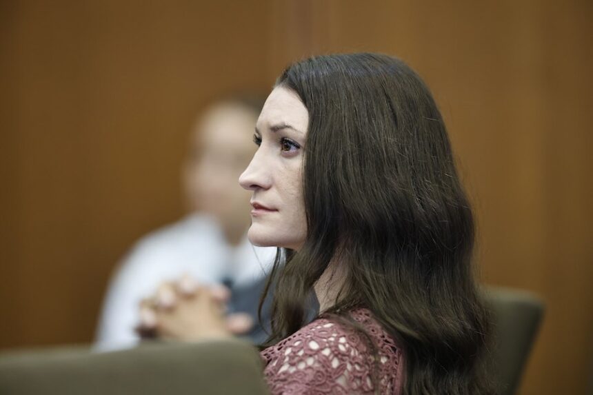 Lindsay Clancy appears in a Massachusetts courtroom, Tuesday, Sept. 29, 2026, for a motion and status hearing to determine the next steps after a mistrial was declared in early September.