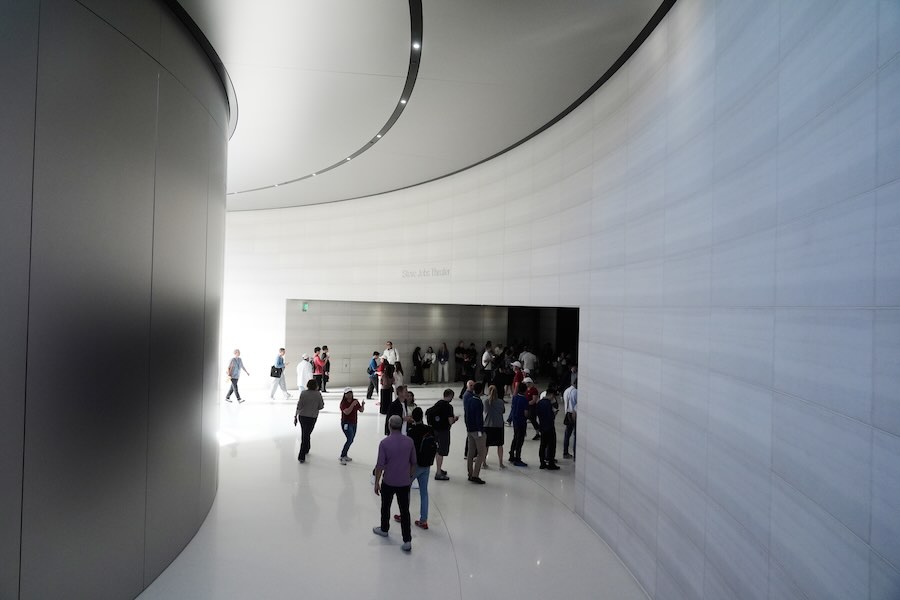 Attendees walk inside the Steve Jobs Theater before an announcement of new products on Wednesday, Sept. 9, 2026, in Cupertino, Calif.