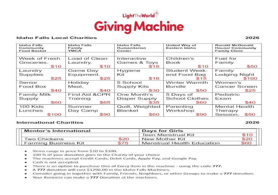Charities and Items 2026