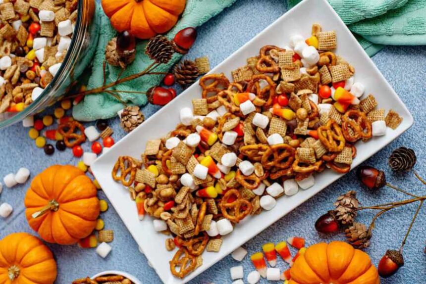 Sweet and Salty Fall Snack Mix | Southernplate.com