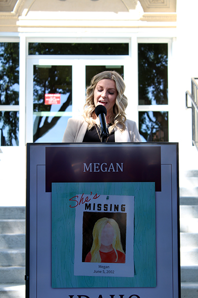 Megan Lentz, a kidnapping survivor, speaking about her story to raise awareness for those who are still missing. | Kaitlyn Hart, EastIdahoNews.com