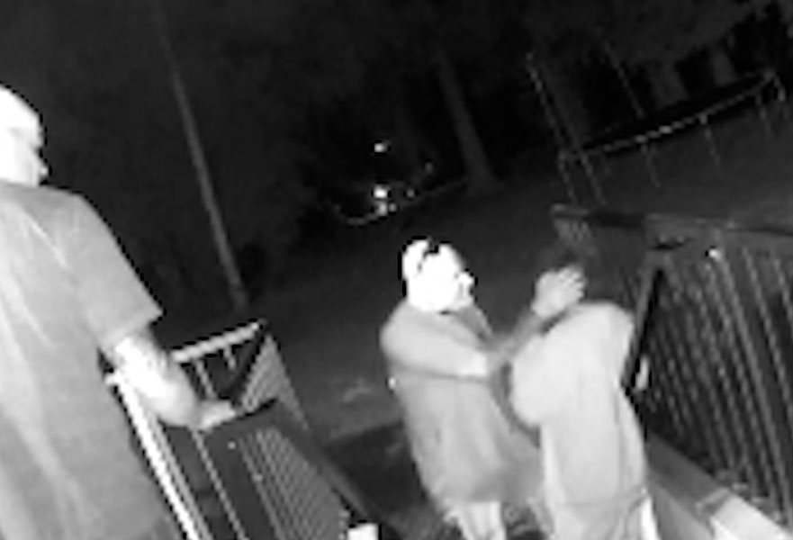 A screenshot from the video footage that shows Michael Buchholz allegedly striking the victim. | courtesy video