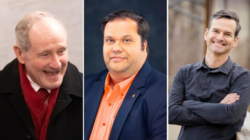 From left, incumbent Republican U.S. Sen. Jim Risch, Democrat David Roth, and independent Todd Achilles.