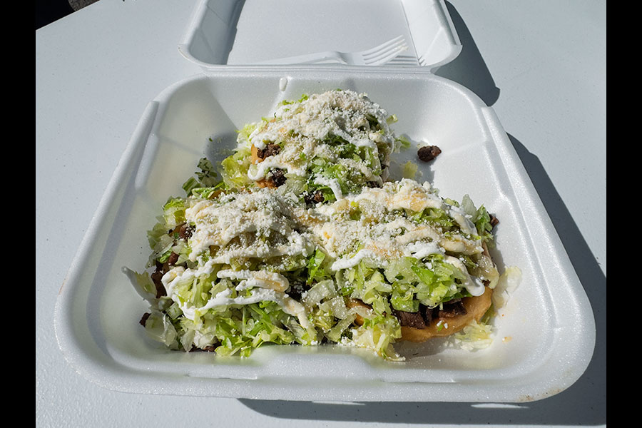 An order of sopes that are topped beans, a choice of meat, onions, lettuce, cilantro, cream and cheese. | Daniel V. Ramirez, EastIdahoNews.com