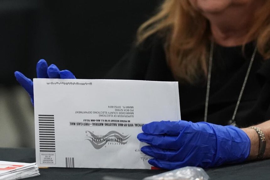An election worker sorts vote-by-mail ballots at the Miami-Dade County Supervisor of Elections Office for the Florida primary election in Doral, Fla., Tuesday, Aug. 18, 2026. | Lynne Sladky, Associated Press