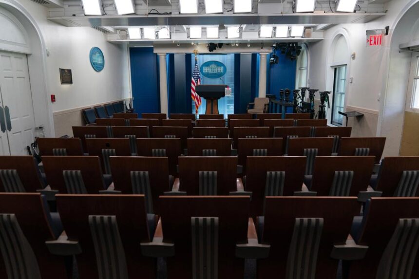 The James Brady Press Briefing Room is seen at the White House, Saturday, Sept. 19, 2026, in Washington. | Jose Luis Magana, Associated Press